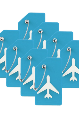 8 Pack Silicone Luggage Tag for Suitcases with Stainless Loop, TSA Approved, Privacy Protection Travel Essentials Bag Tags by , Sky Blue