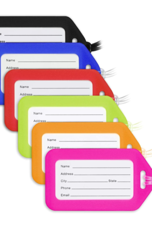 Luggage Tags (Assorted, 6 PK), Bag Tag for Baggage, Suitcase Tags Bulk