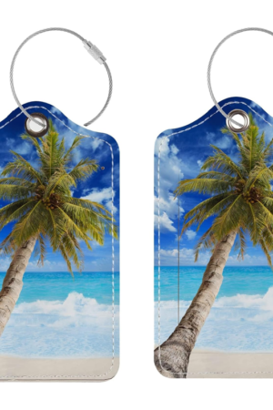 Luggage Tags for Suitcases, 2 Pack Cute PU Leather Suitcase Tag Identifiers TSA Approved with Stainless Steel Loop and Address Card for Baggage Tag for Cruise Airport Travel Essentials by