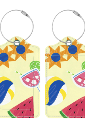 Luggage Tags for Suitcases, 2 Pack Cute PU Leather Luggage Tag TSA Approved with Stainless Steel Loop and Address Card Baggage Tag for Travel&Hotel Stays&Cruise Ships&Shipping and Mailing